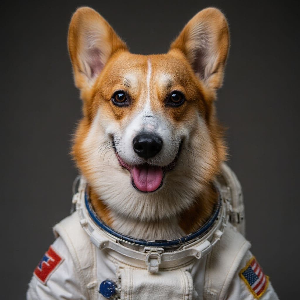 Corgi transformed into an astronaut