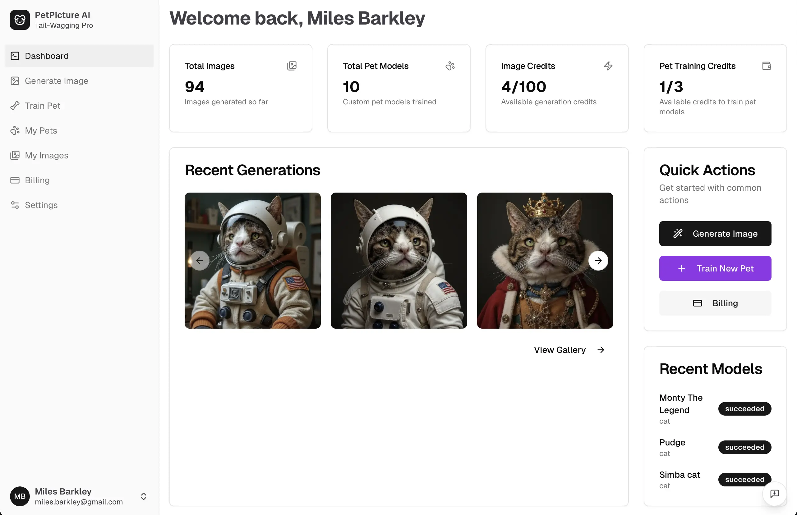 Dashboard page overview